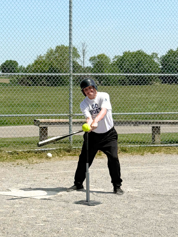New Leaf supported individual playing baseball.