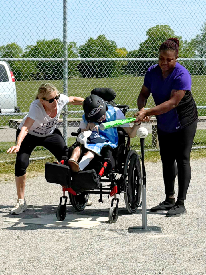New Leaf supported individual playing baseball.